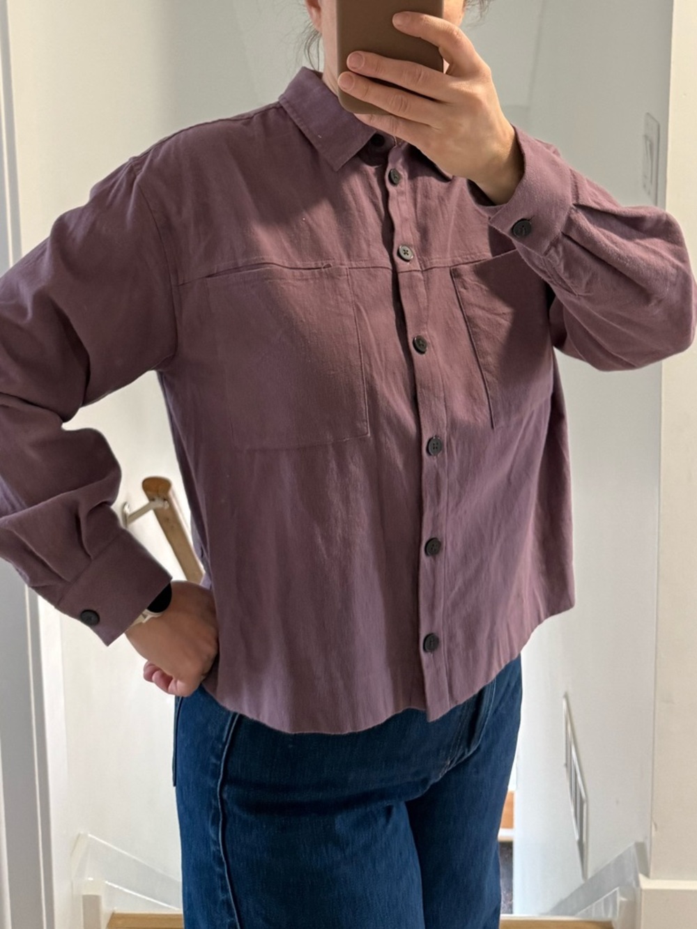 Frank & Oak Mauve Button Up Long Sleeve